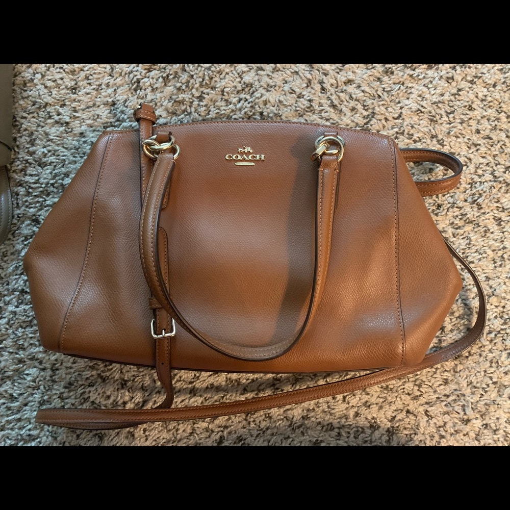 Brown/tan leather Coach purse